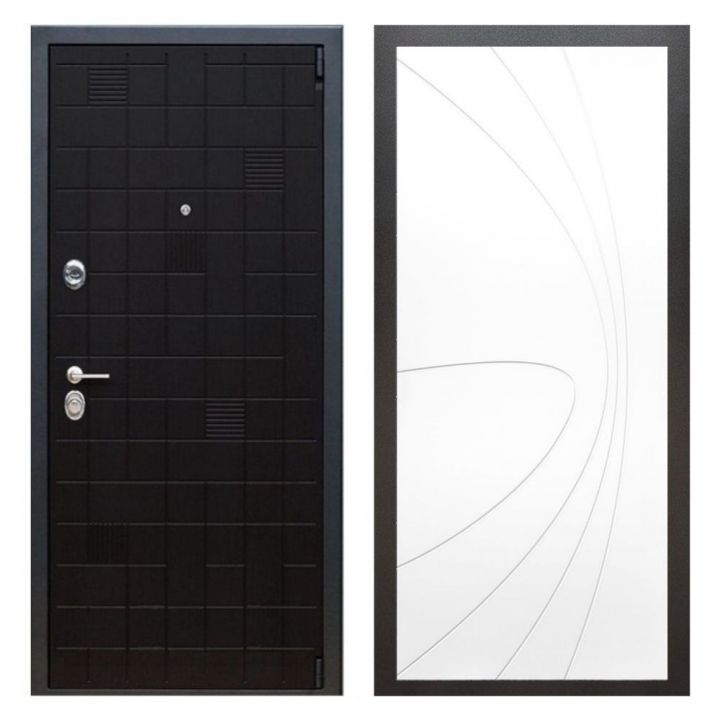 Дверь входная металлическая Great Doors Х12 Тетрис Ясень Черный ФЛ-248 Белый Софт