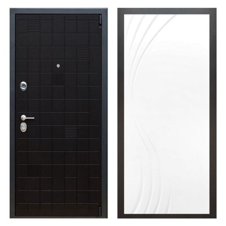Дверь входная металлическая Great Doors Х12 Тетрис Ясень Черный ФЛ-255 Белый Софт