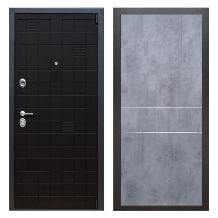 Дверь входная металлическая Great Doors Х12 Тетрис Ясень Черный ФЛ-290 Бетон Темный