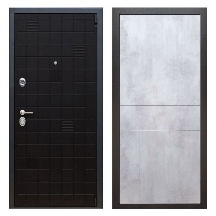 Дверь входная металлическая Great Doors Х12 Тетрис Ясень Черный ФЛ-290 Бетон Светлый
