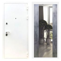 Дверь входная Great Doors Х5 Шагрень Белая Зеркало Макси Бетон Темный