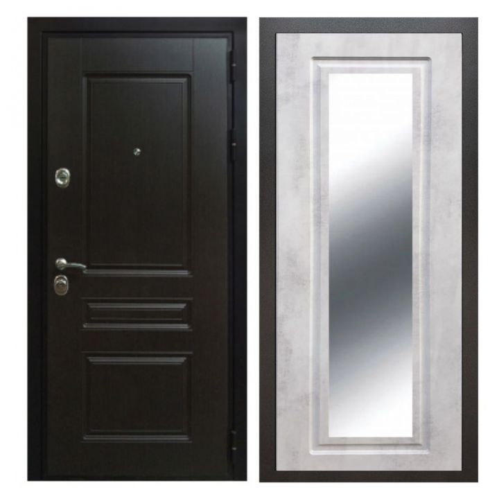 Дверь входная Great Doors Х Премиум Венге Зеркало Мини ФЛЗ-120 Бетон Светлый