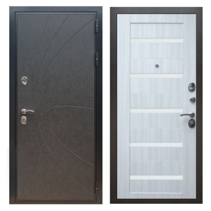Дверь входная Great Doors X248 Штукатурка Графит Царга СБ-14 Сандал Светлый Белый Лакобель