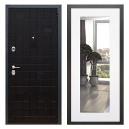 Дверь входная Great Doors Х12 Тетрис Ясень Черный Зеркало 18 Белый Софт