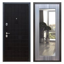 Дверь входная Great Doors Х12 Тетрис Ясень Черный Зеркало 18 Сандал Серый
