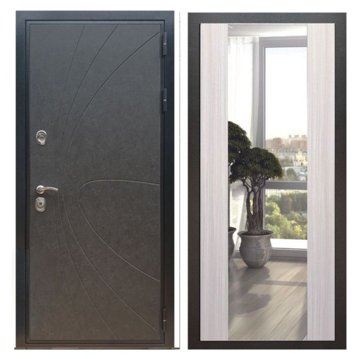 Дверь входная Great Doors X248 Штукатурка Графит Зеркало Макси Сандал Светлый