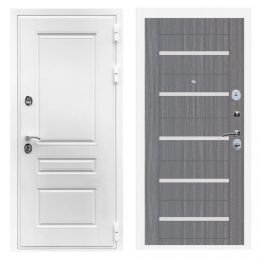 Дверь входная Great Doors Х Премиум Белая Шагрень Царга СБ-14 Лиственница Серая Белый Лакобель