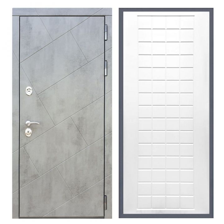 Дверь входная Great Doors Х22 Бетон Темный ФЛ-256 Белый Софт