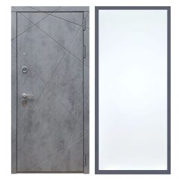 Дверь входная Great Doors Х13 Бетон Темный ФЛ-Гладкая Белый Софт