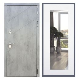 Дверь входная Great Doors Х22 Бетон Темный Зеркало 18 Белый Софт