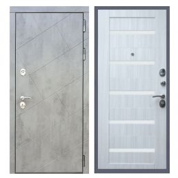 Дверь входная Great Doors Х22 Бетон Темный Царга СБ-14 Сандал Светлый Белый Лакобель