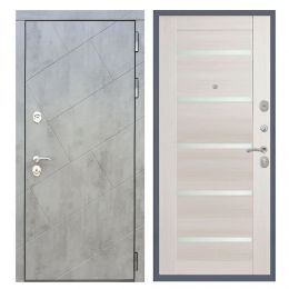 Дверь входная Great Doors Х22 Бетон Темный Царга СБ-14 Лиственница беж Белый Лакобель