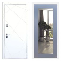 Дверь входная Great Doors Х13 Белая шагрень Зеркало 18 Силк Титан