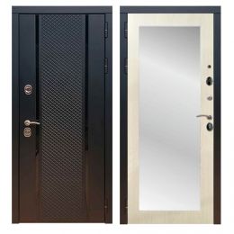 Дверь входная Great Doors Х25 Черный кварц Зеркало 18 Лиственница беж
