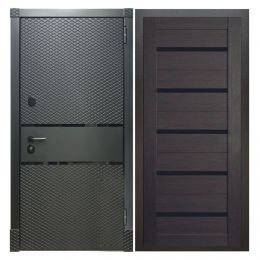 Дверь входная металлическая Great Doors Х15 Черный Кварц Царга СБ-14 Венге Темный Лакобель