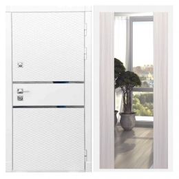 Дверь входная Great Doors Х15 Белый Софт Зеркало Макси Сандал Светлый