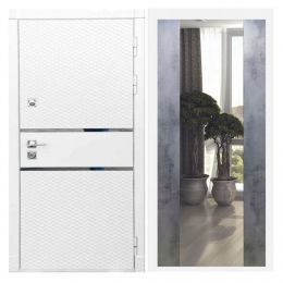 Дверь входная Great Doors Х15 Белый Софт Зеркало Макси Бетон Темный