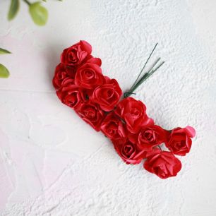 Бумажные цветы Красные, букет из 12 шт.