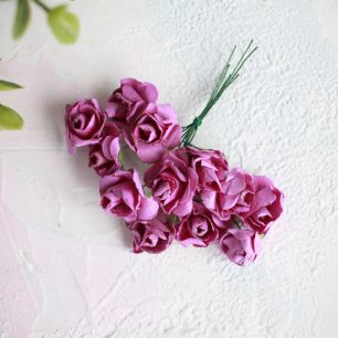 Бумажные цветы Фиолетовые, букет из 12 шт.
