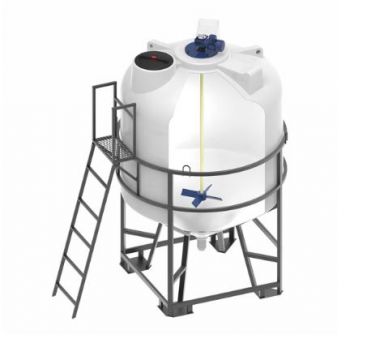 Емкость ЦКТ 5000 в обрешетке с лестницей с пищевой лопастной мешалкой (патрубок 110 мм)