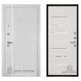 Дверь входная Двери Регионов Президент Лайн Белый Матовый 2110 Капучино Велюр