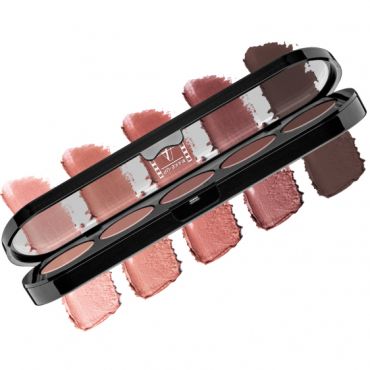 01 Палитра блесков и помад 5 цветов, бежево-розовая гамма, 10 г