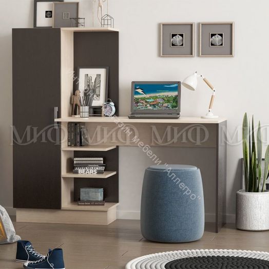 Стол компьютерный №1 Дуб Белёный, Венге