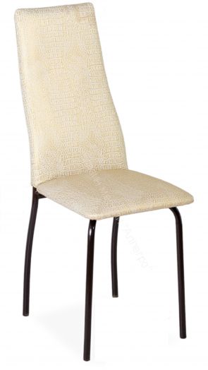 Кухонный стул "Волна" Бело-золотой крокодил матовый/Ноги коричневые