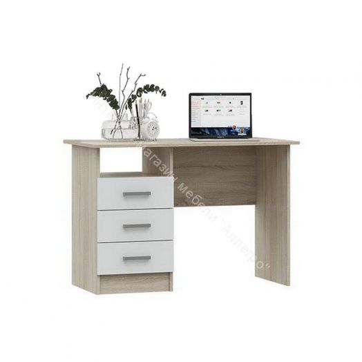 Стол письменный Мартина ЛДСП Белый глянец, Дуб Сонома