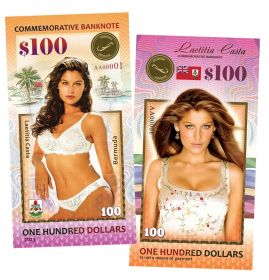 100 долларов 2023 Бермуды — Летиция Каста. Laetitia Casta. Bermuda.UNC (БМ) Oz Ali Msh