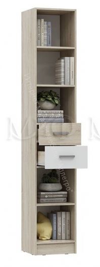 Стеллаж с ящиками Мартина ЛДСП Белый глянец, Дуб Сонома