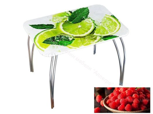 Стол обеденный прямоугольный 1000*670 фотопечать Малина-2