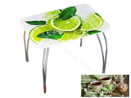 Стол обеденный прямоугольный 1000*670 фотопечать Чёрный Чай