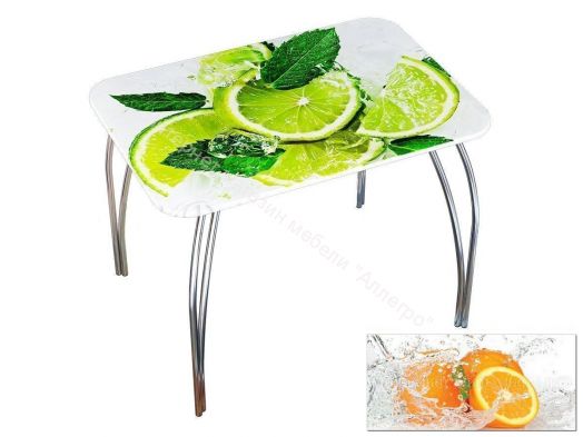 Стол обеденный прямоугольный 1000*670 фотопечать Апельсин