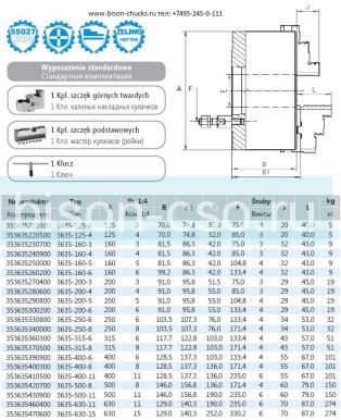 Патрон токарный 3635-125/3 БИЗОН Польша DIN 55027 на конус