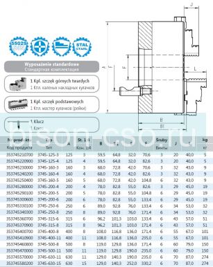 Польский токарный патрон BISON 3745-200-5 DIN 55029 Кэмлокк