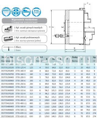Польский токарный патрон 3735-500/8 БИЗОН DIN 55027 на конус