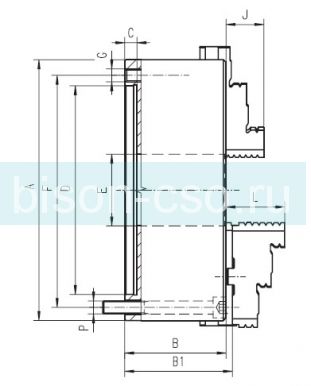 Токарный патрон Польша BISON 3675-630 DIN 6351 крепление со стороны кулачков