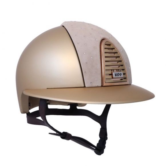 Шлем (жокейка) KEP Italia cromo 2.0 golden sand polo beige suede front rose swarovski