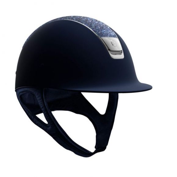 Шлем (жокейка) Samshield Shadowmatt blue paradise shine top silver trim blason
