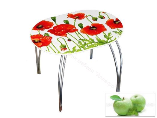 Стол обеденный овальный 1000*670 фотопечать Яблоко