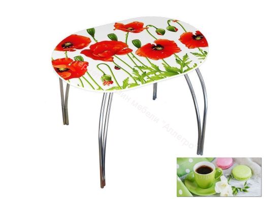 Стол обеденный овальный 1000*670 фотопечать Десерт