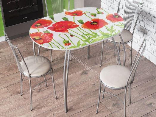 Стол обеденный овальный 1000*670 фотопечать Десерт