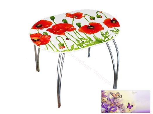 Стол обеденный овальный 1000*670 фотопечать Весна