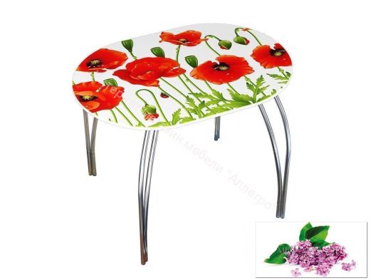 Стол обеденный овальный 1000*670 фотопечать Сирень