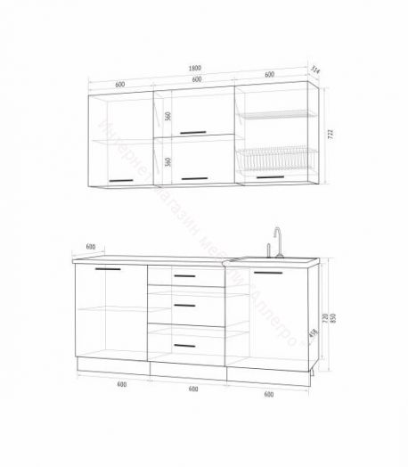 Кухонный гарнитур "Флоренс ГРИН" 1,8 м