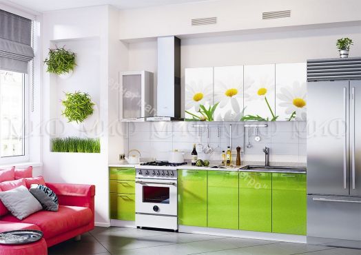 Кухня "Ромашки NEW" 2000 мм (Фотопечать)