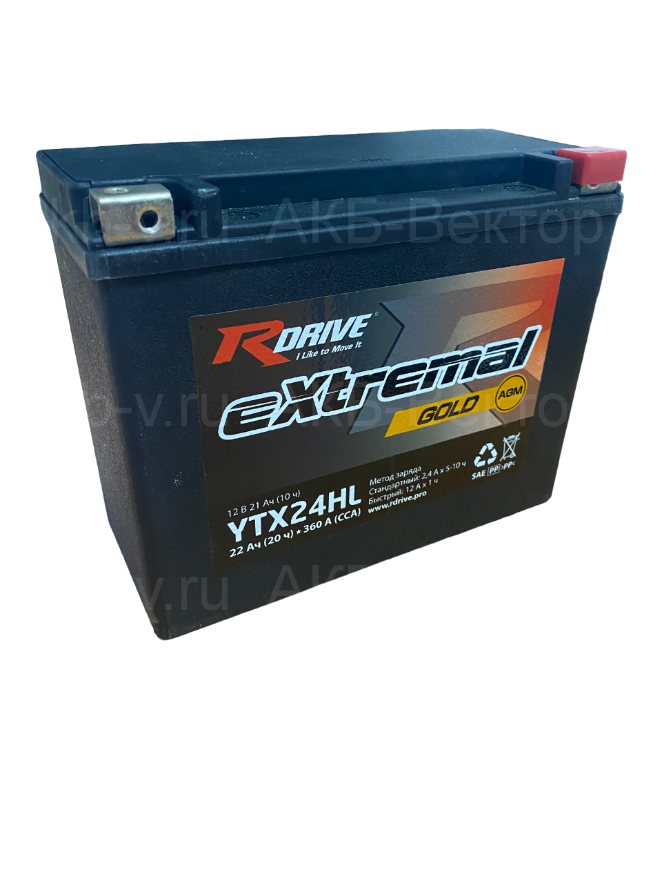 АКБ Rdrive eXtremal Gold AGM YTX24HL 21Ач (21г)