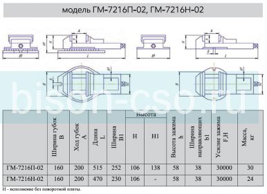 Тиски станочные неповоротные ГМ-7216Н-02 (7200-0214) 160мм