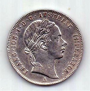 20 крейцеров 1853 Австрия UNC Редкость